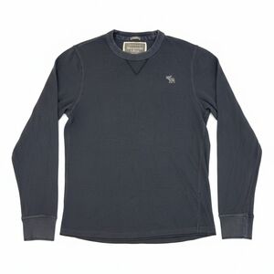 Vintage Abercrombie & Fitch Men's Navy Blue Long Sleeve Jersey Muscle Fit
